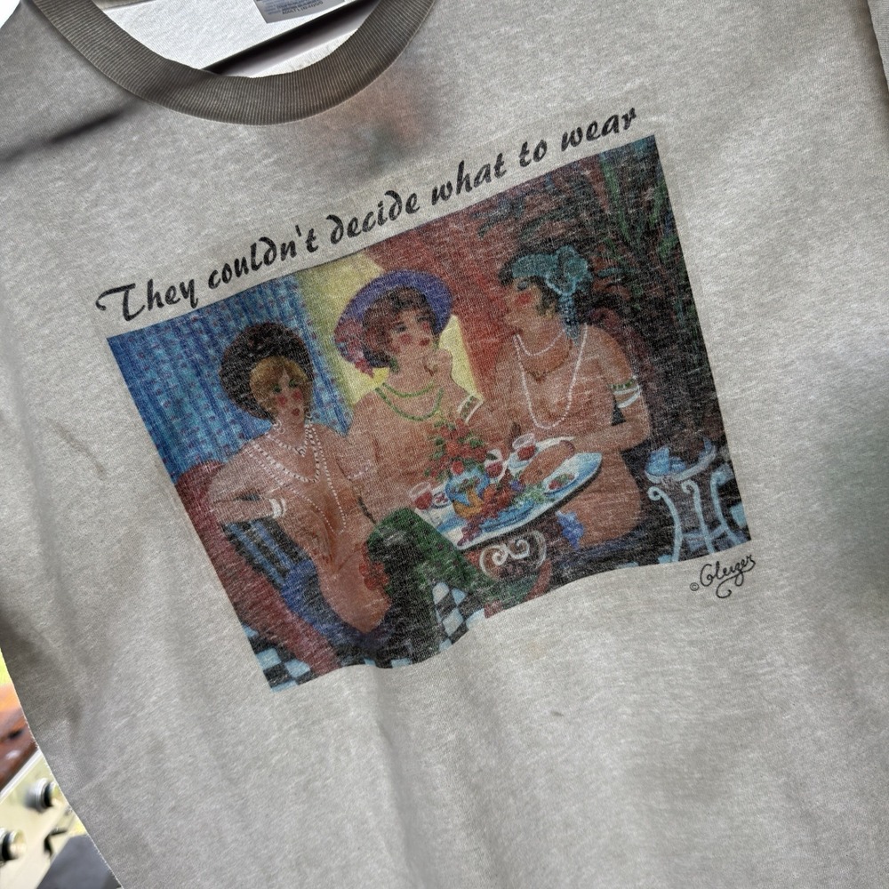 Vintage 90s They Couldn't Decide What to Wear Graphic T Shirt Mens L White Hanes - Picture 8 of 9
